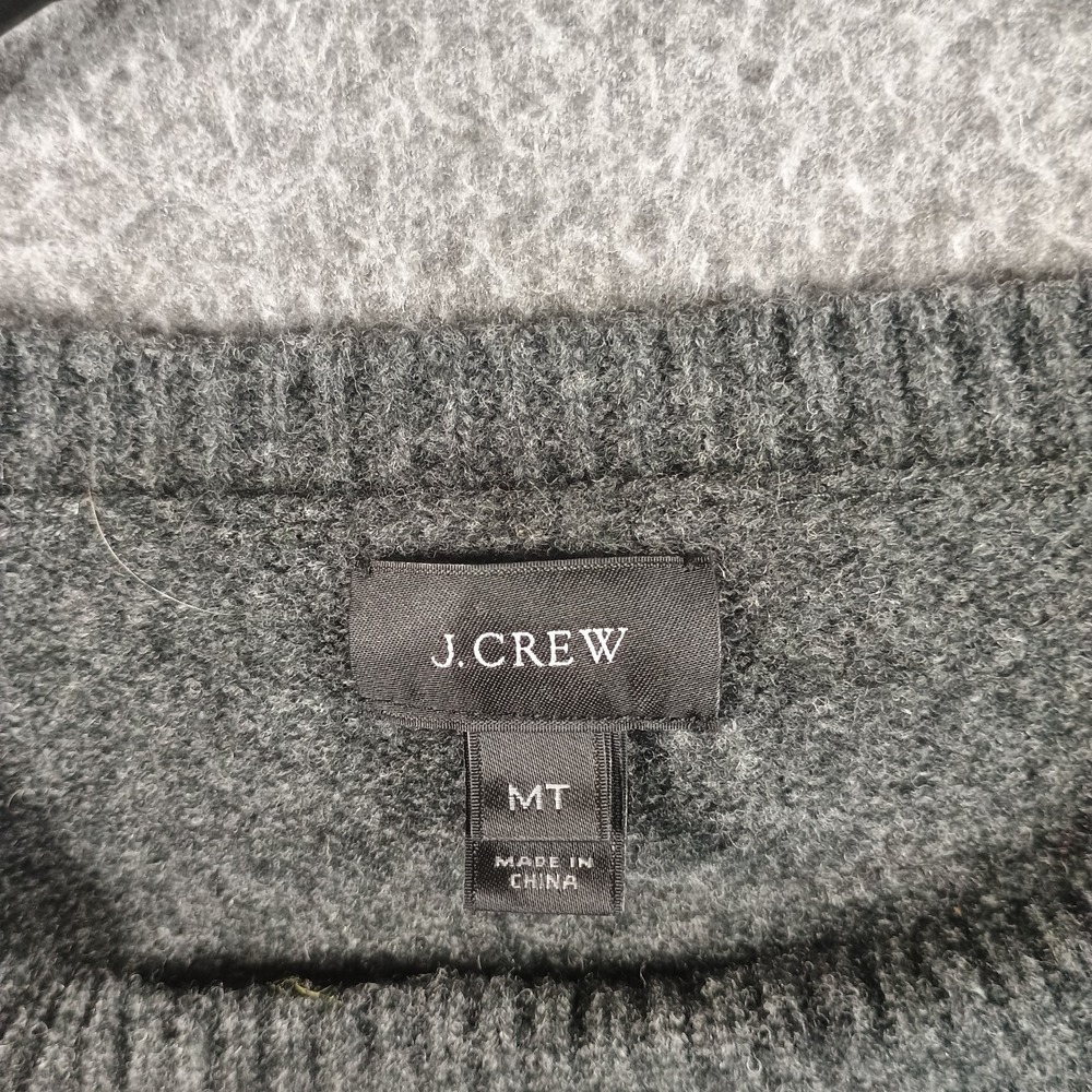 J. Crew Sweater Mens Medium Tall 100% Lambs Wool Pullover Knit Gray Crew Neck - Picture 3 of 10